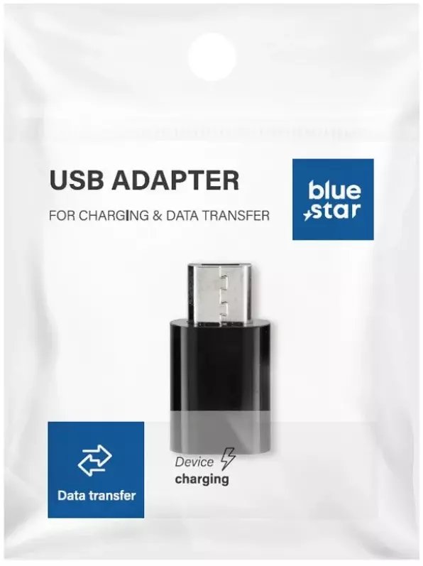 Adapter USB Bluestar USB-C - MicroUSB Czarny