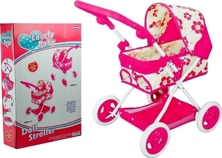 Фото - Усе для ляльок LEAN Toys Lean Sport Różowy głęboki wózek dla lalek w kwiatki 