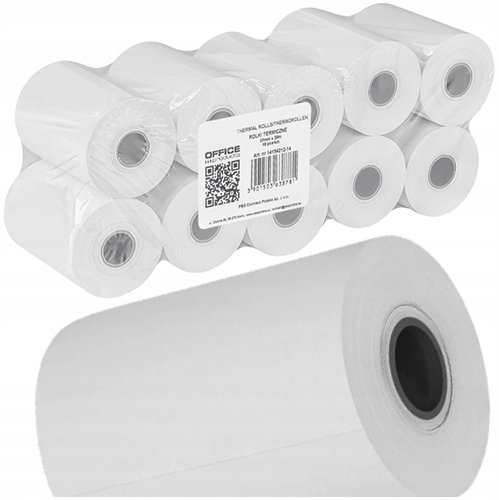 Rolki termiczne OFFICE PRODUCTS, 57mm x 20m, gr. 48 +/- 6, 10 szt., białe