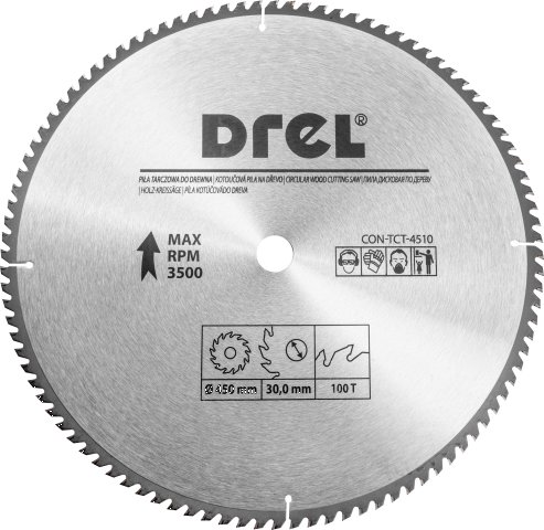 Drel DREL Piła Tarczowa Do Drewna 450mm 100T Do Bardzo Precyzyjnych