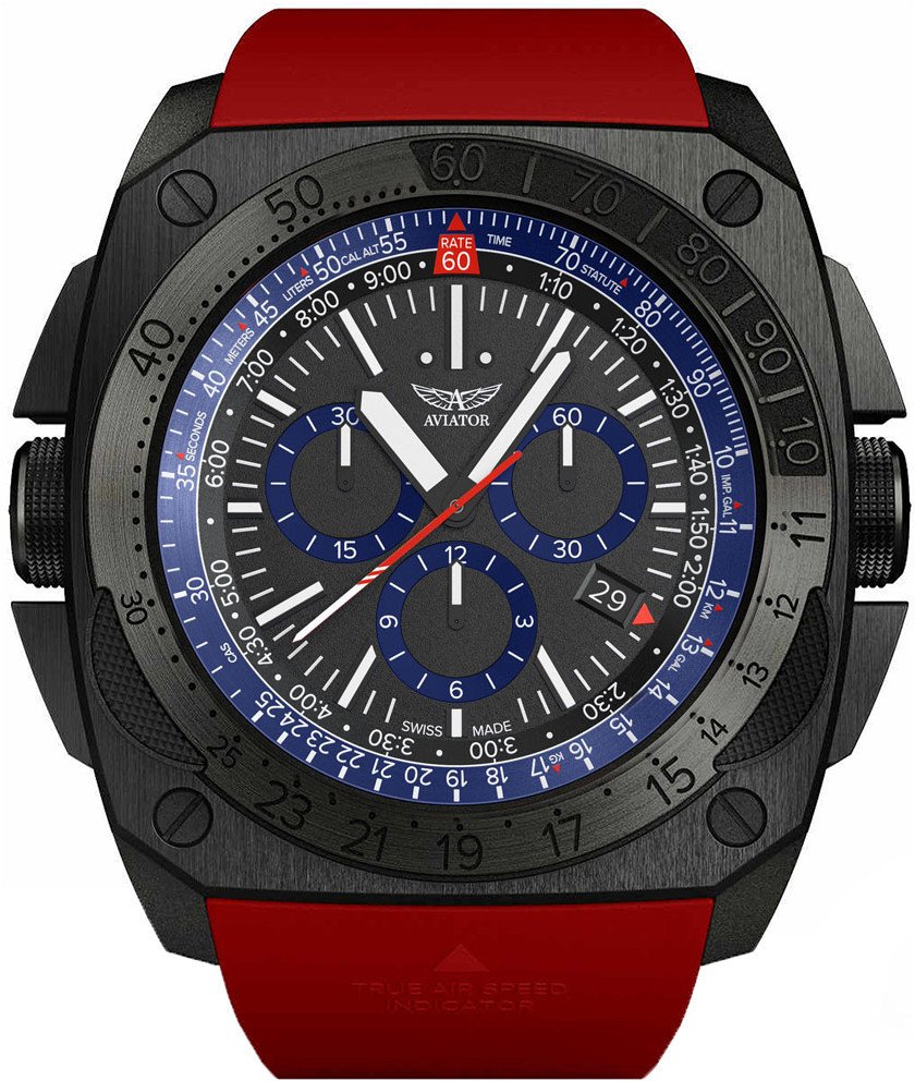 Zegarek Aviator Zegarek męski Aviator M.2.30.5.213.6.RMIG-29 czerwony