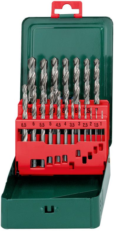 Wiertło Metabo HSS walcowe 1,5 2 7 4,5 4 5,5 5 1 3 2,5 3,5 6 10 6,5 7,5 8 8,5 9 9,5mm zestaw (627153000)