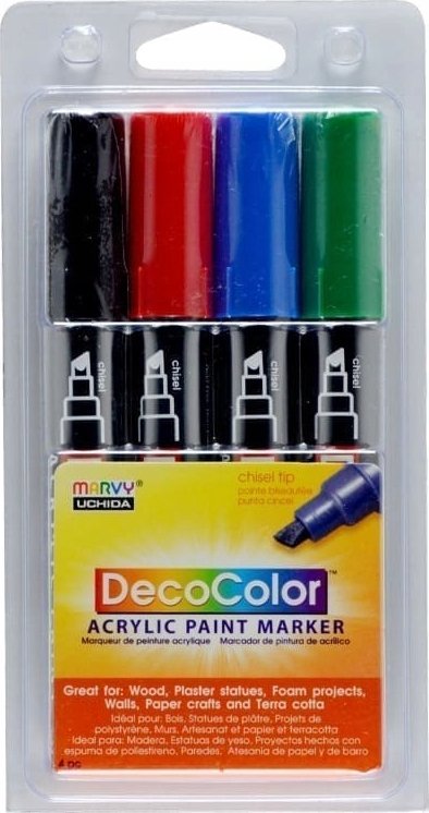 Marvy Uchida Akrilowe markery 'Marvy Decocolor Acrylic' #315-4A Primary, 4 vnt