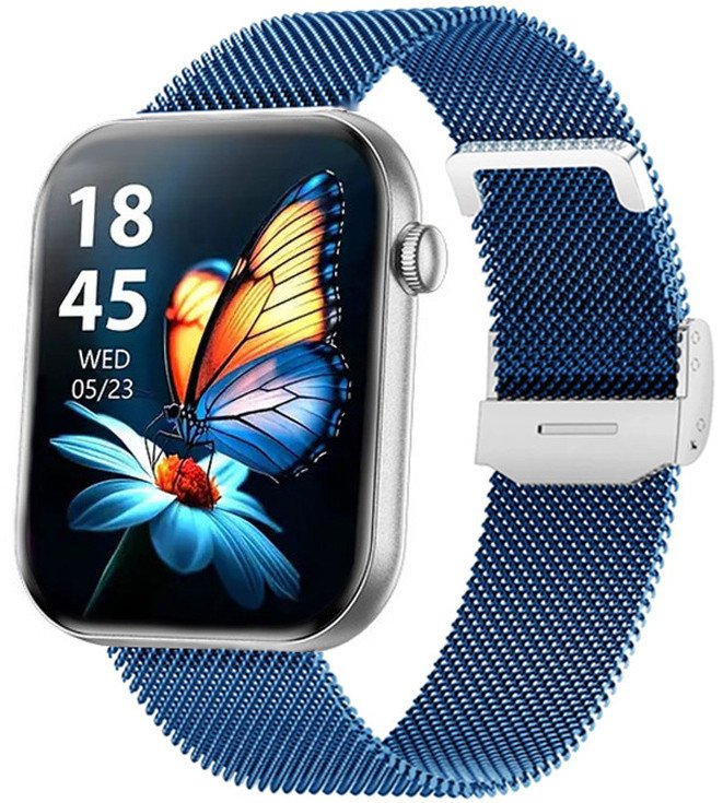 Smartwatch Rubicon Zegarek Damski SMARTWATCH RUBICON RNCF49 silver/blue mesh