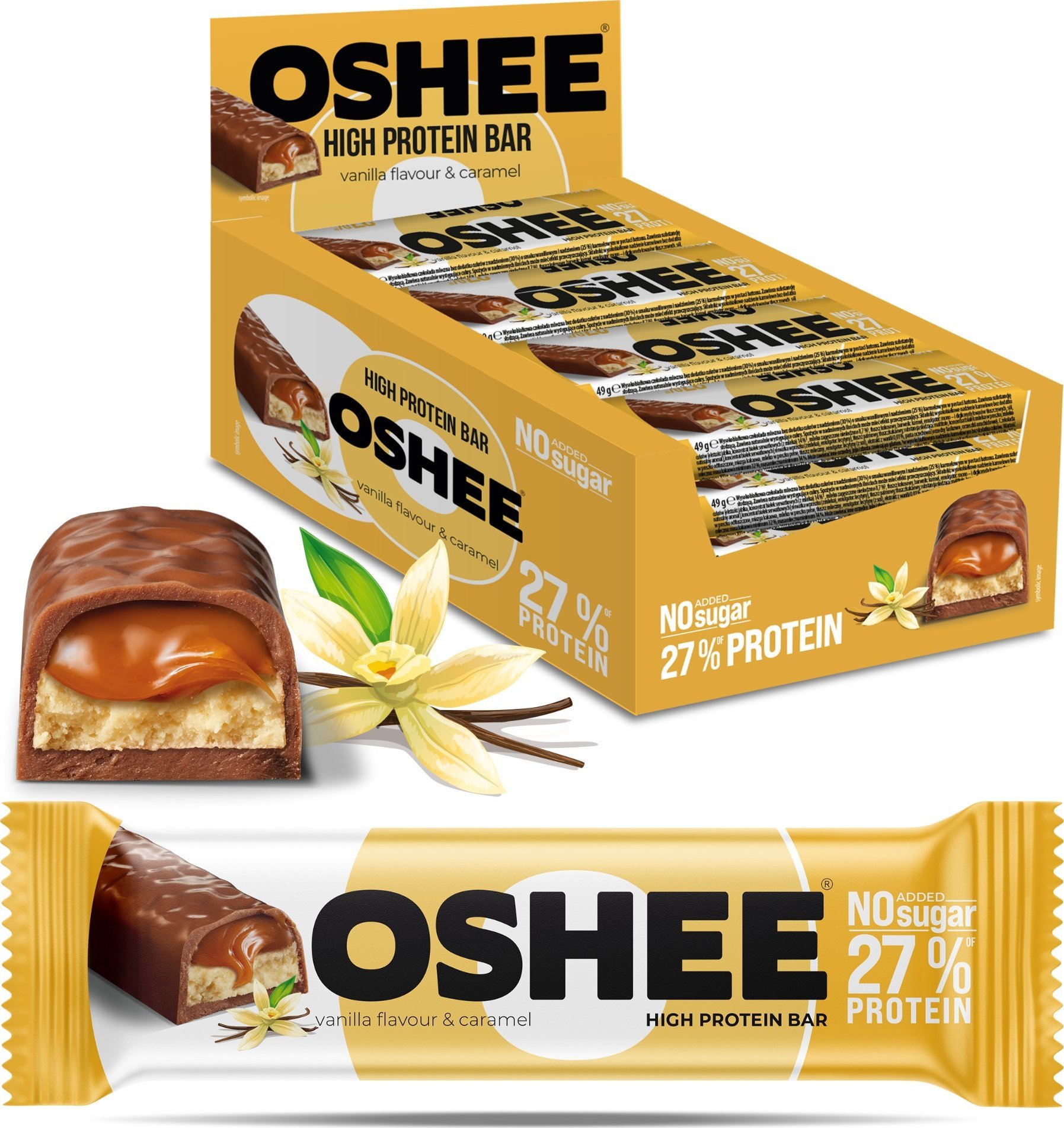Oshee 12x Baton proteinowy waniliowy i karmelowy 49g