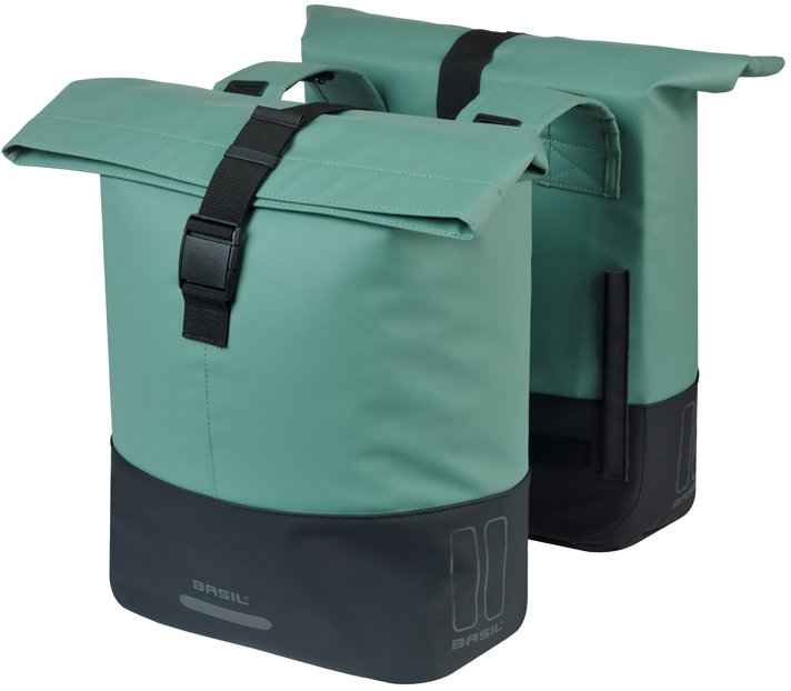 Basil Sakwa podwójna BASIL COVE DOUBLE PANNIER BAG 28-32L, Universal Bridge System, silvergreen/blac...