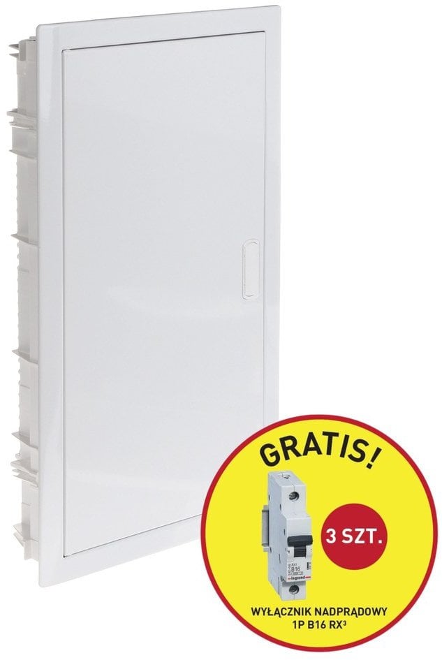 Rozdzielnica modułowa Legrand RWN 602433P podtynkowa 3x12 modułów IP40 drzwi białe+ wyłącznik nadprądowy 1P B16 RX3 ( 3 szt.)