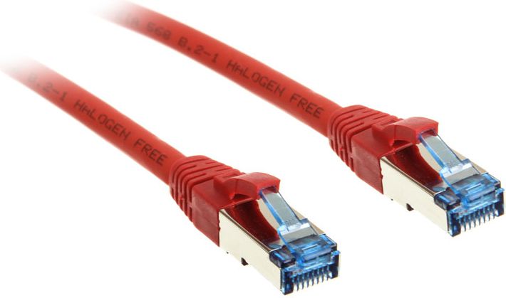 Zdjęcia - Kabel InLine Patch  sieciowy Cat.6A, S/FTP , 500MHz, czerwony, 7,5m ( (PiMf)