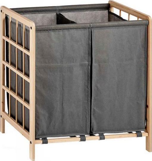 Kosz na pranie Bigbuy Home Kosz na Ubrania Szary Pojedyńczy Drewno Materiał (33 x 60 x 59,5 cm)