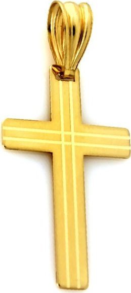 Zdjęcia - Pozostała biżuteria Lovrin Złoty krzyż 585 BLASZKA krzyżyk ZDOBIONY prezent