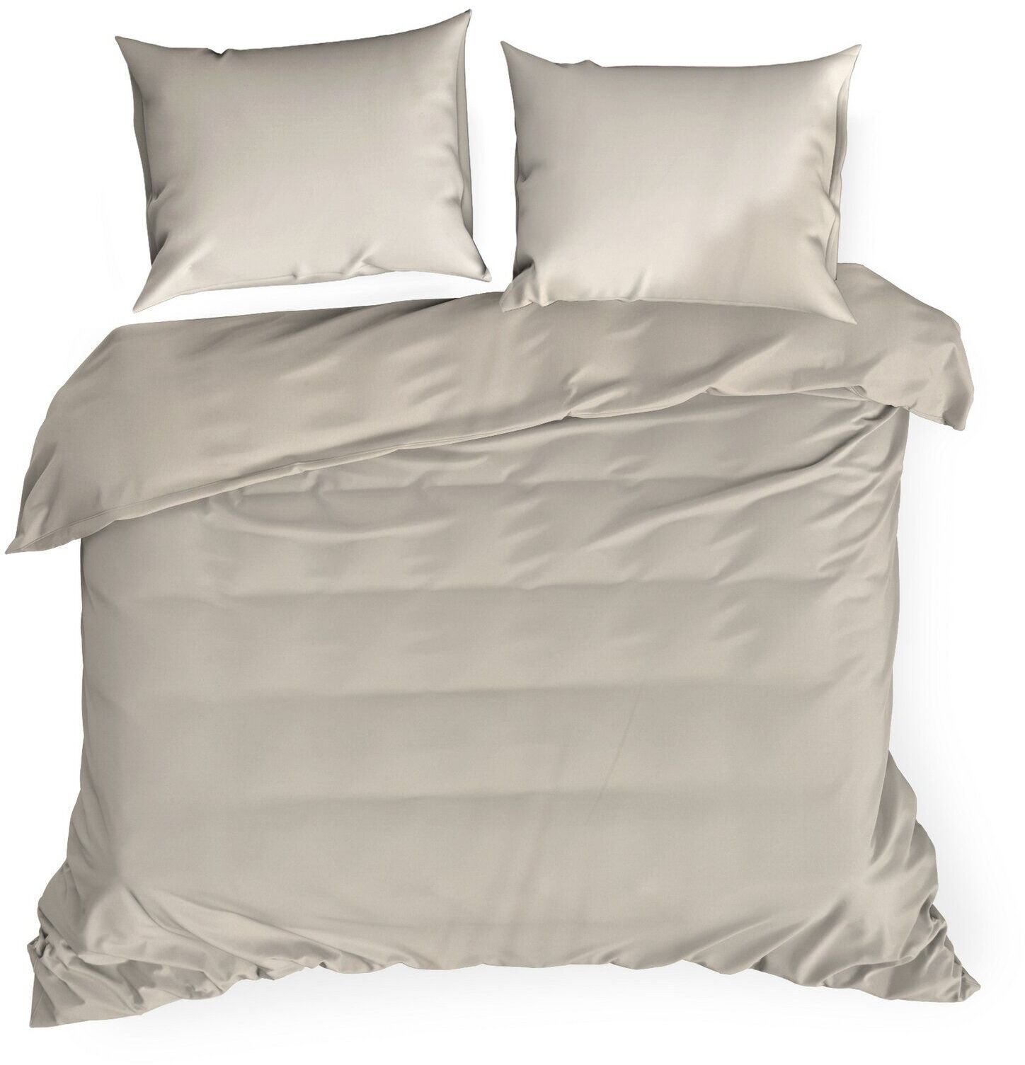 Design 91 Pościel z mikrofibry 160x200 + 2x70x80 cm beżowa gładka