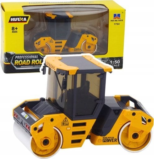 Walec Drogowy Metalowy Pojazd Budowlany Huina Żółty 1:50