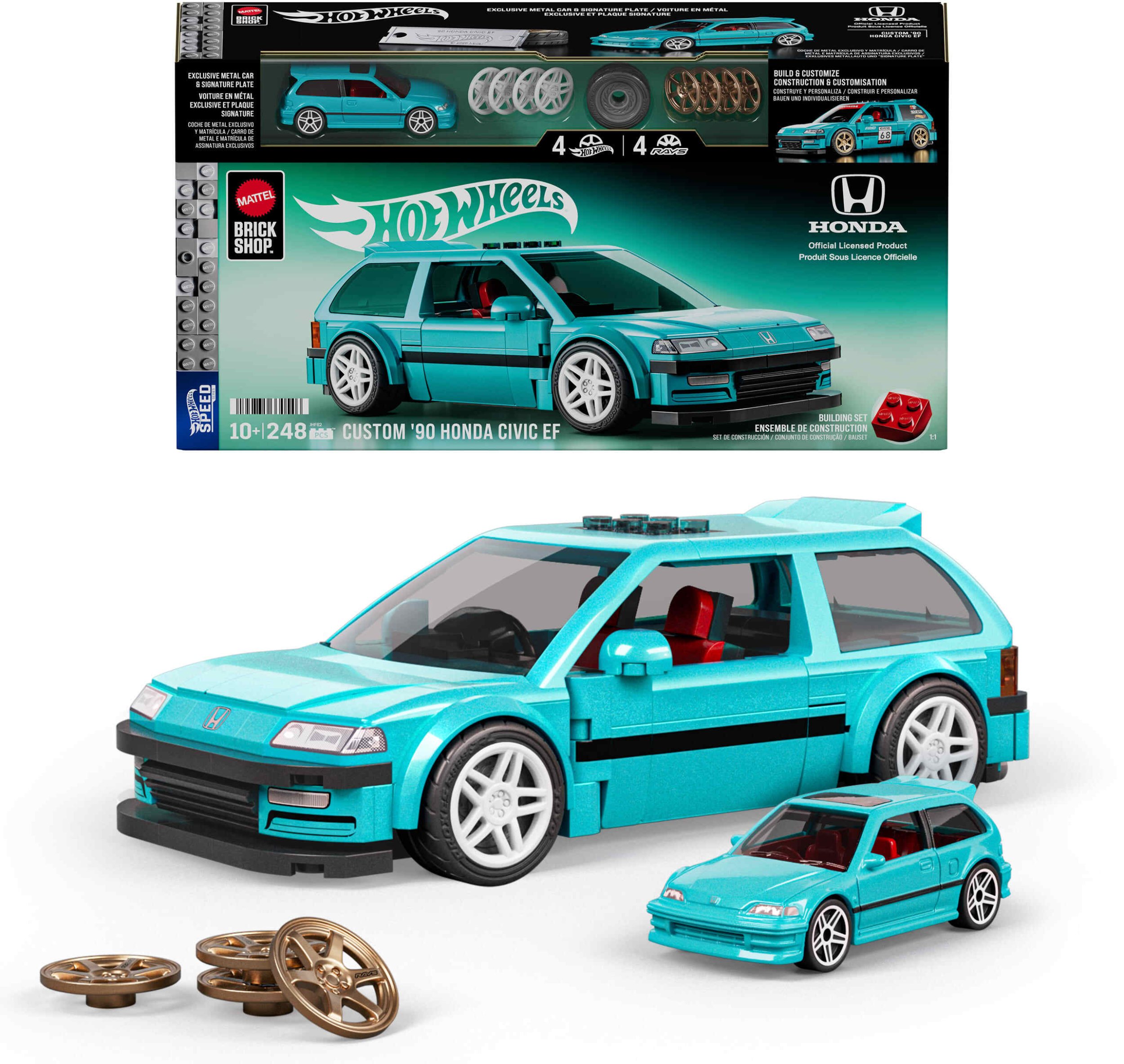 Mattel Brick Shop Hot Wheels - Klocki konstrukcyjne Honda Custom 90 Civic EF