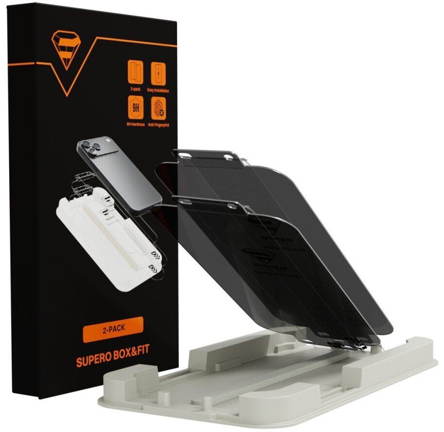 SUPERO Szkło hartowane prywatyzujące Supero Box&Fit do iPhone 16 Pro / 17 Pro / 17, 2 szt. + aplikator