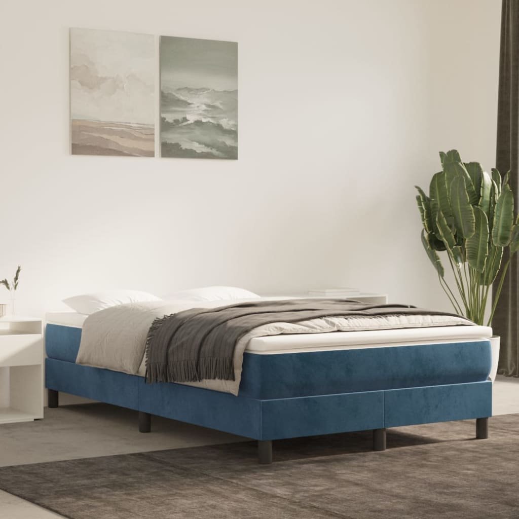 Фото - Ліжко VidaXL Rama łóżka, ciemnoniebieska, 120x200 cm, tapicerowana aksami 