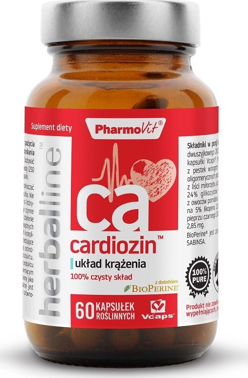 Pharmovit Cardiozin Herballine 60 Kaps. Układ Krążenia Pieprz Czarny Bioperine Ekstrakt Z Głogu Winogrona Miłorząb Japoński