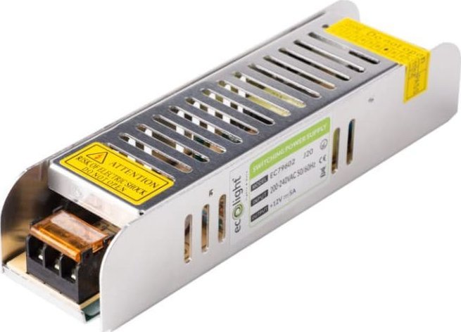 Ecolight Zasilacz 60W 12V 5A SLIM modułowy siatkowy 159 x 39 x 31 mm