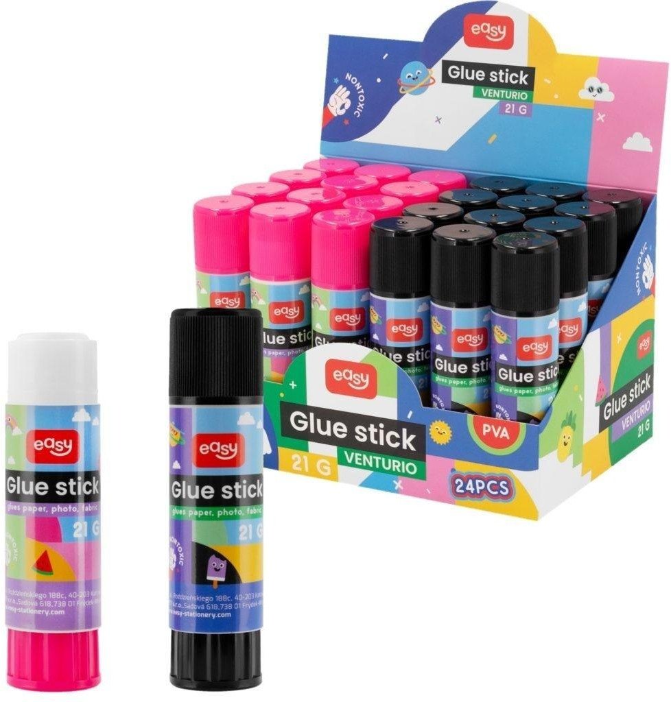 Klej w sztyfcie PVA 21g mix (24szt) EASY