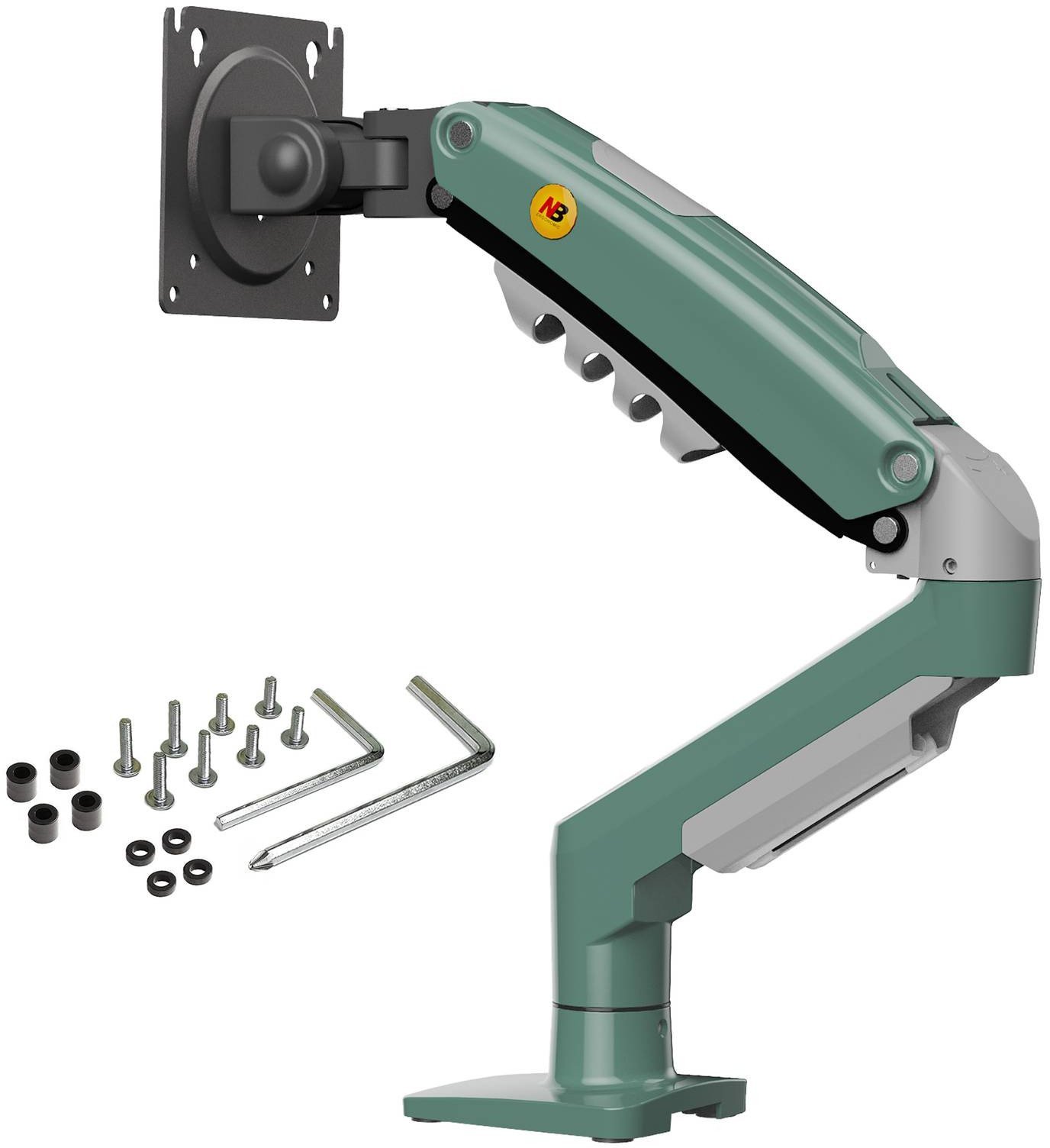 F80-XK Olive Green Solidny Ergonomiczny Uchwyt do Monitora 17'-30' Regulacja 3D VESA PIVOT