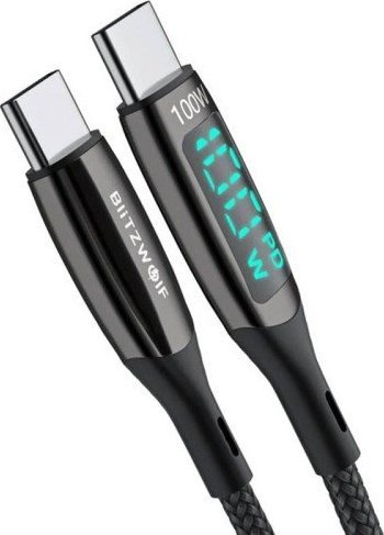 Kabel USB Blitzwolf USB-C - USB-C 0.9 m Czarny (BW-TC23)
