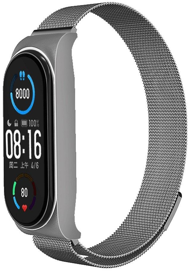 Pasek metalowy METAL do XIAOMI Mi Band 5 / 6 srebrny (02)