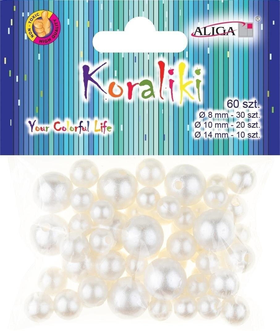 Aliga Koraliki plastikowe perłowe 60szt MIX