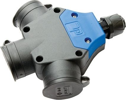 AEP Gniazdo przenośne AEP potrójne jednofazowe gumowe z zatyczką 16A 230V IP44 czarne (9002265)