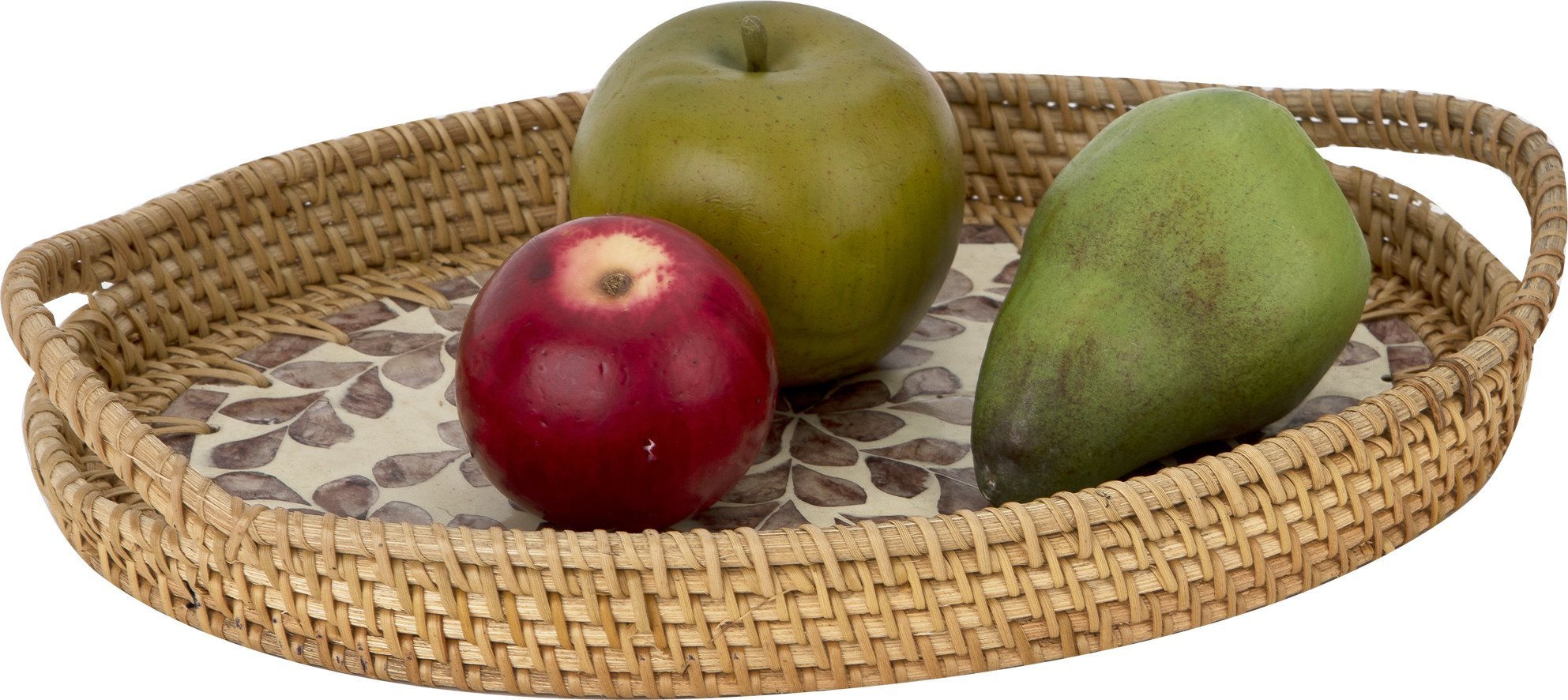 DKD Home Decor Taca dekoracyjna rattanowa 35,5x22x3cm brązowa owalna