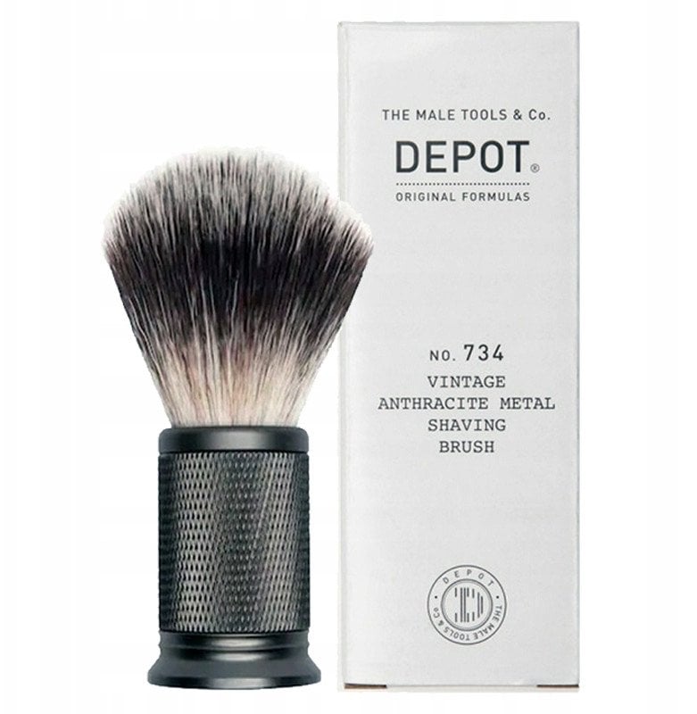 Depot , Accessories No. 734 Vintage, Artificial Fiber, Face Shaving Brush, Anthracite Metal For Men