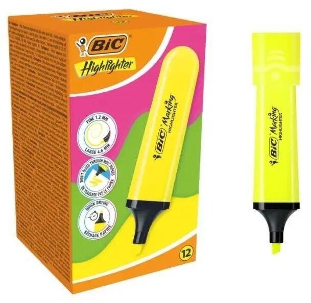 Bic Zakreślacz Highlighter żółty neon (12szt) BIC