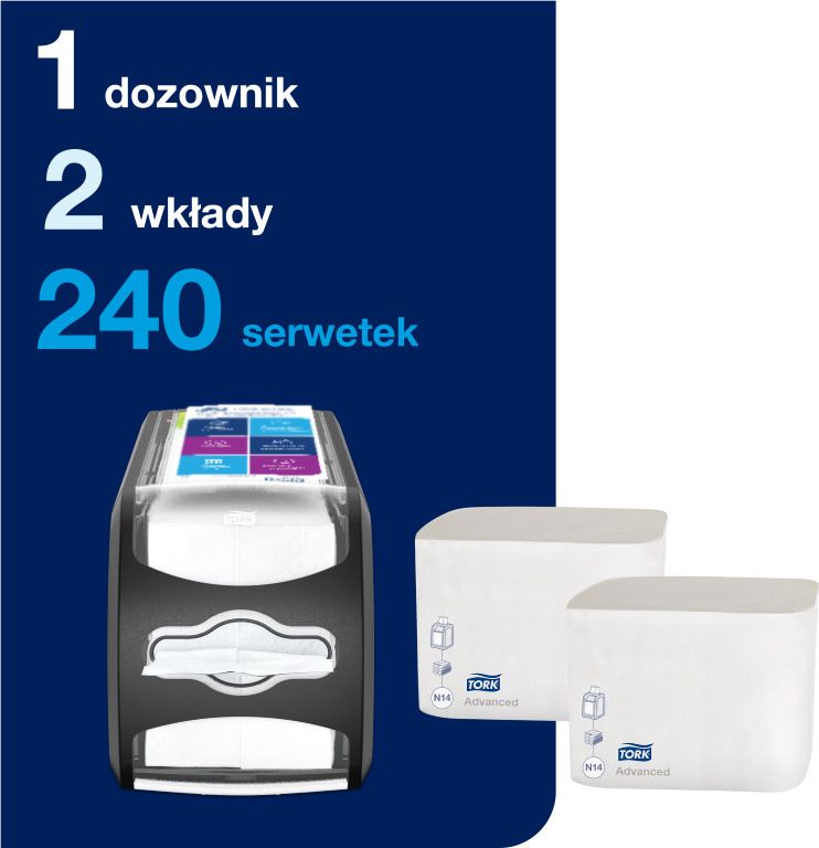Tork Tork Xpressnap Fit - Zestaw startowy - Dozownik do serwetek na blat + 2 wkłady serwetek