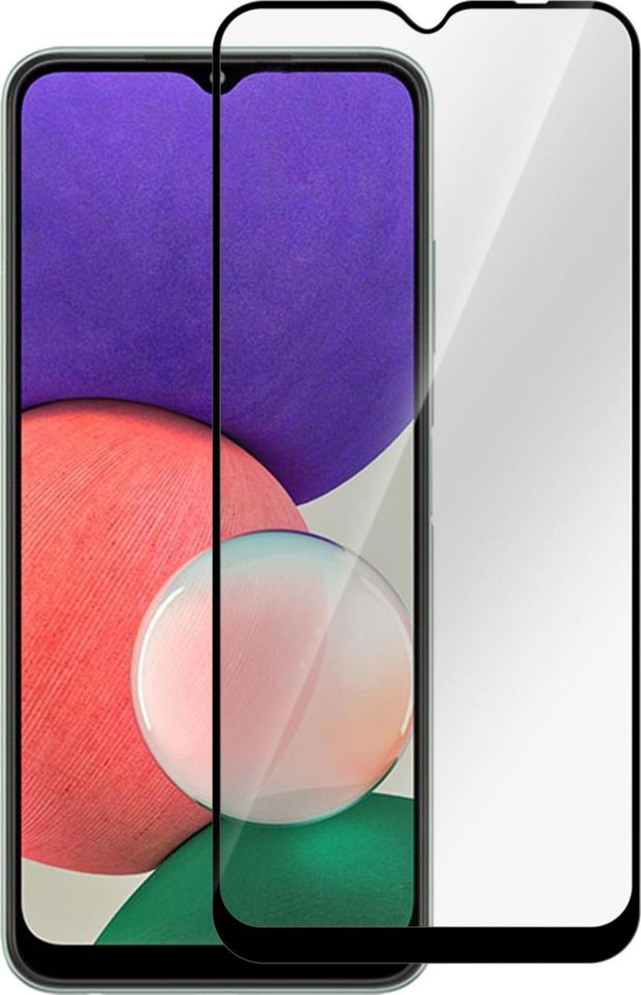 RoGer Full Face 9D Tempered Glass Full Coveraged with Frame Samsung Galaxy A22 4G Black