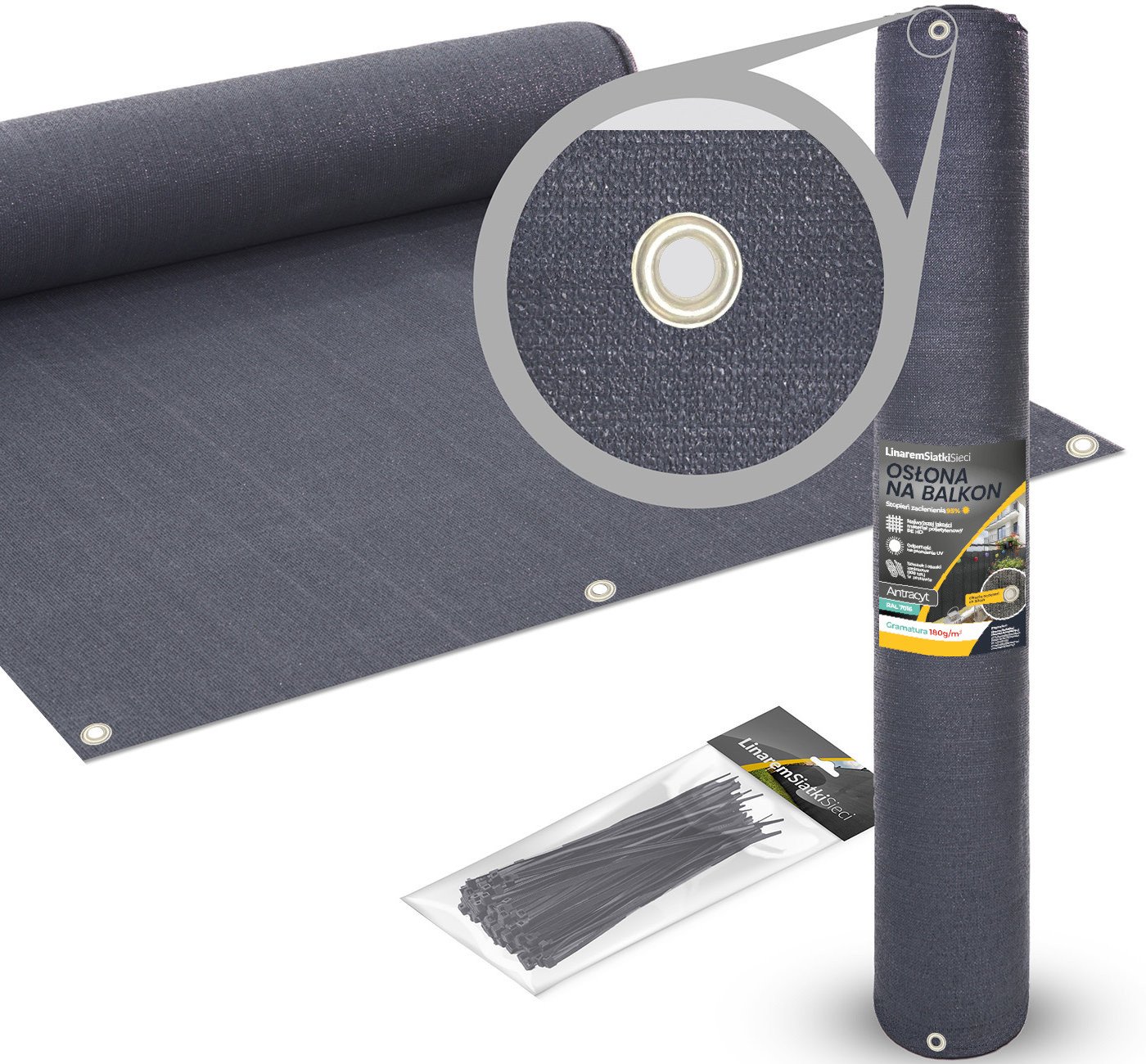 OSŁONA NA BALKON TARAS 95% LINAREM SIATKISIECI MATA BALKONOWA W ROLCE 0,9m x 5m