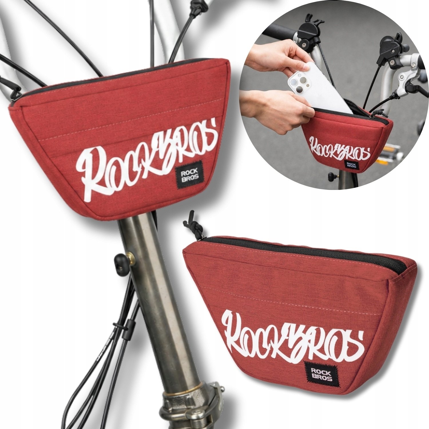 RockBros Torba rowerowa G011 Flash Journey na kierownicę trapezoidalna 0,7 l - czerwona (59077693913...