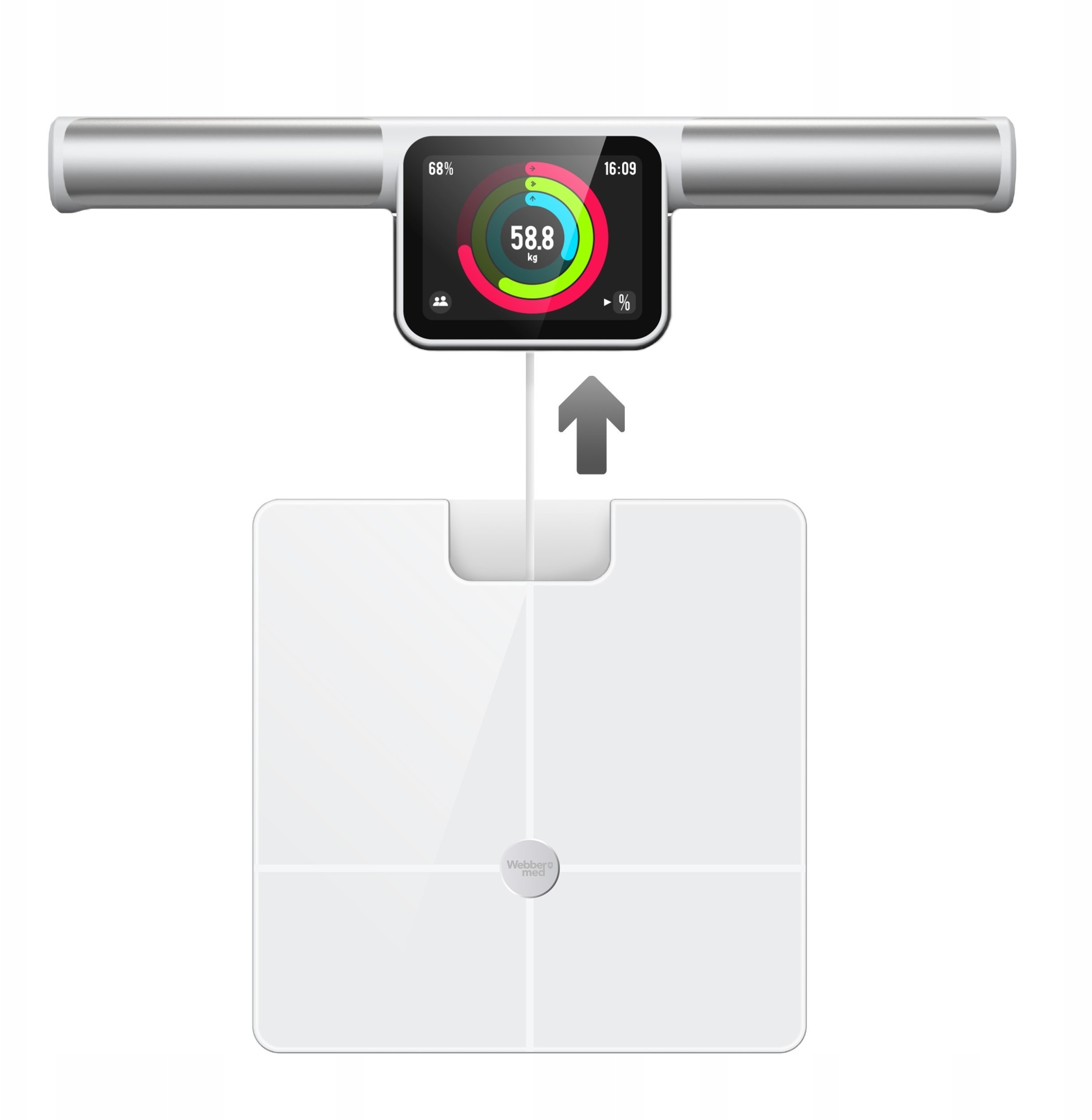 Waga łazienkowa Webber Waga Łazienkowa Analityczna 57 Parametrów Apple Health, Google Fit, WIFI