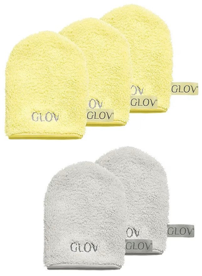 Glov Glov Water-Only Skin zestaw rękawiczek do demakijażu i oczyszczania twarzy Baby Banana 3szt + Silver Stone 3szt