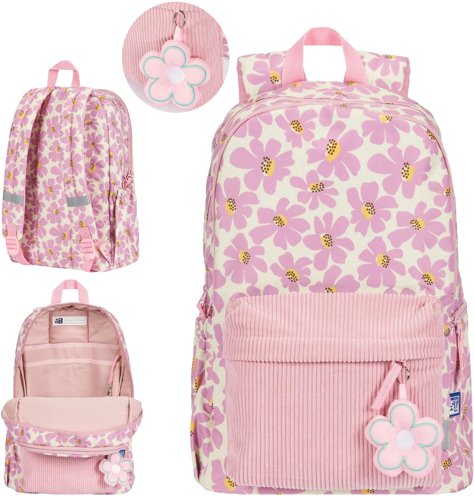 Oxford Plecak szkolny młodzieżowy różowy kwiatki 26l Bloom OXFORD