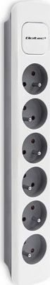 Listwa zasilająca Qoltec 6 gniazd 1.8 m biało-szara (50297)