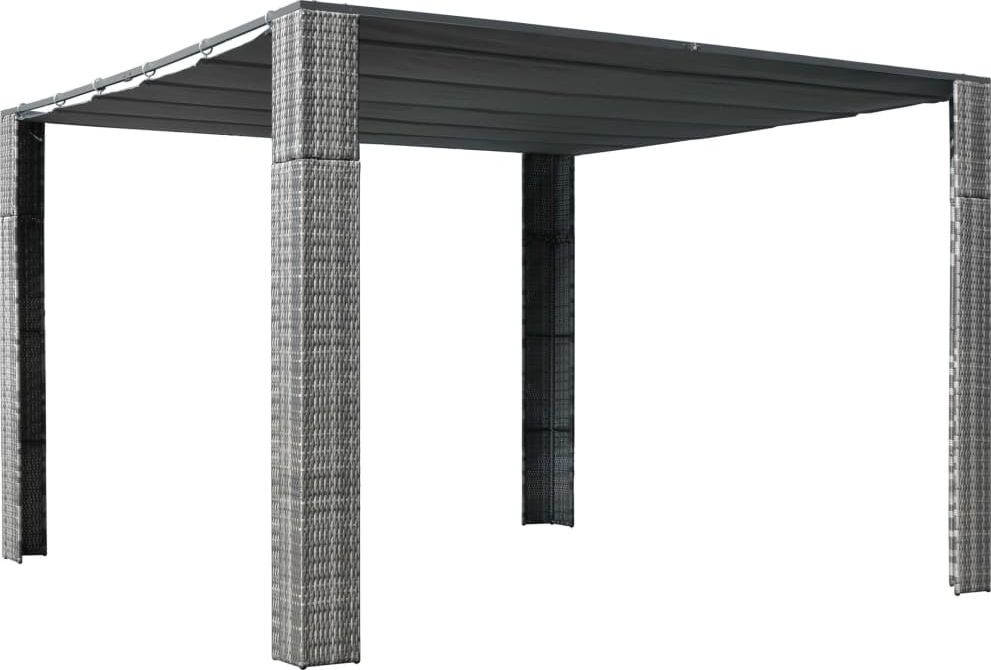 vidaXL Altana z dachem, polirattan, 300x300x200cm, szary i antracytowy