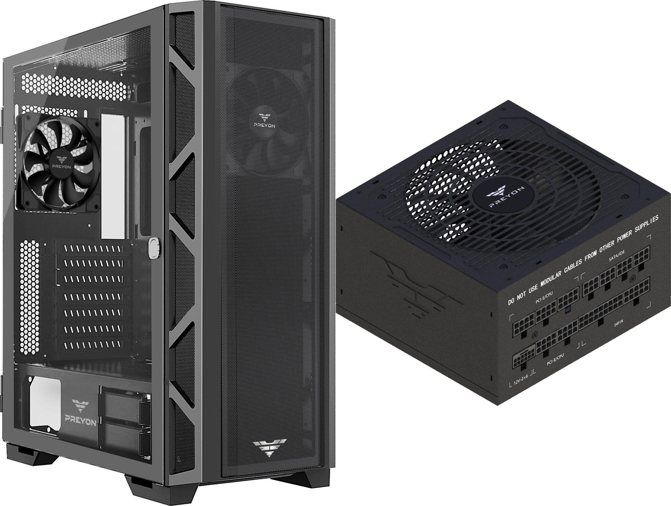 Obudowa PREYON Obudowa PREYON Nest Meshy (PRENM02B) + Zasilacz PREYON EAGLE POWER GOLD 1000W