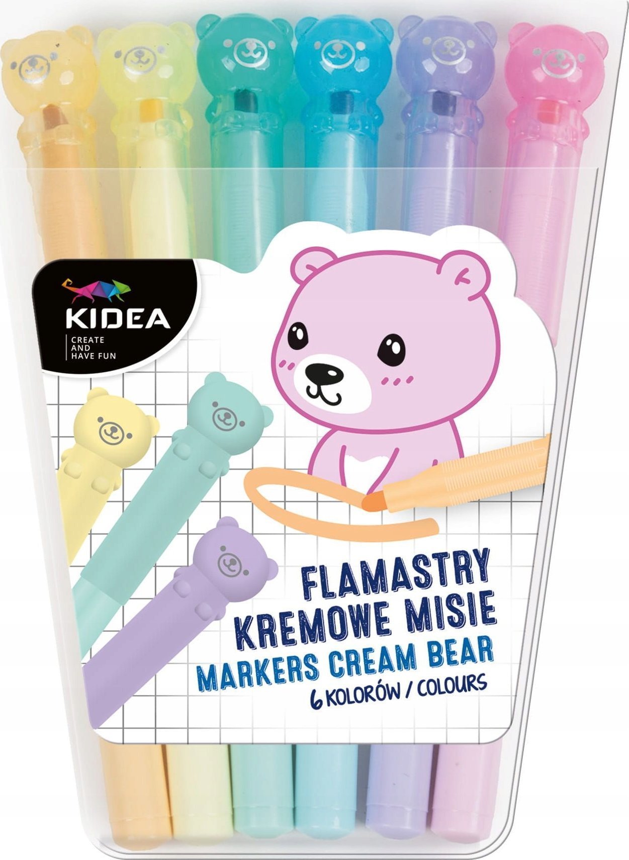Derform Flamastry kremowe Misie 6 kolorów Kidea