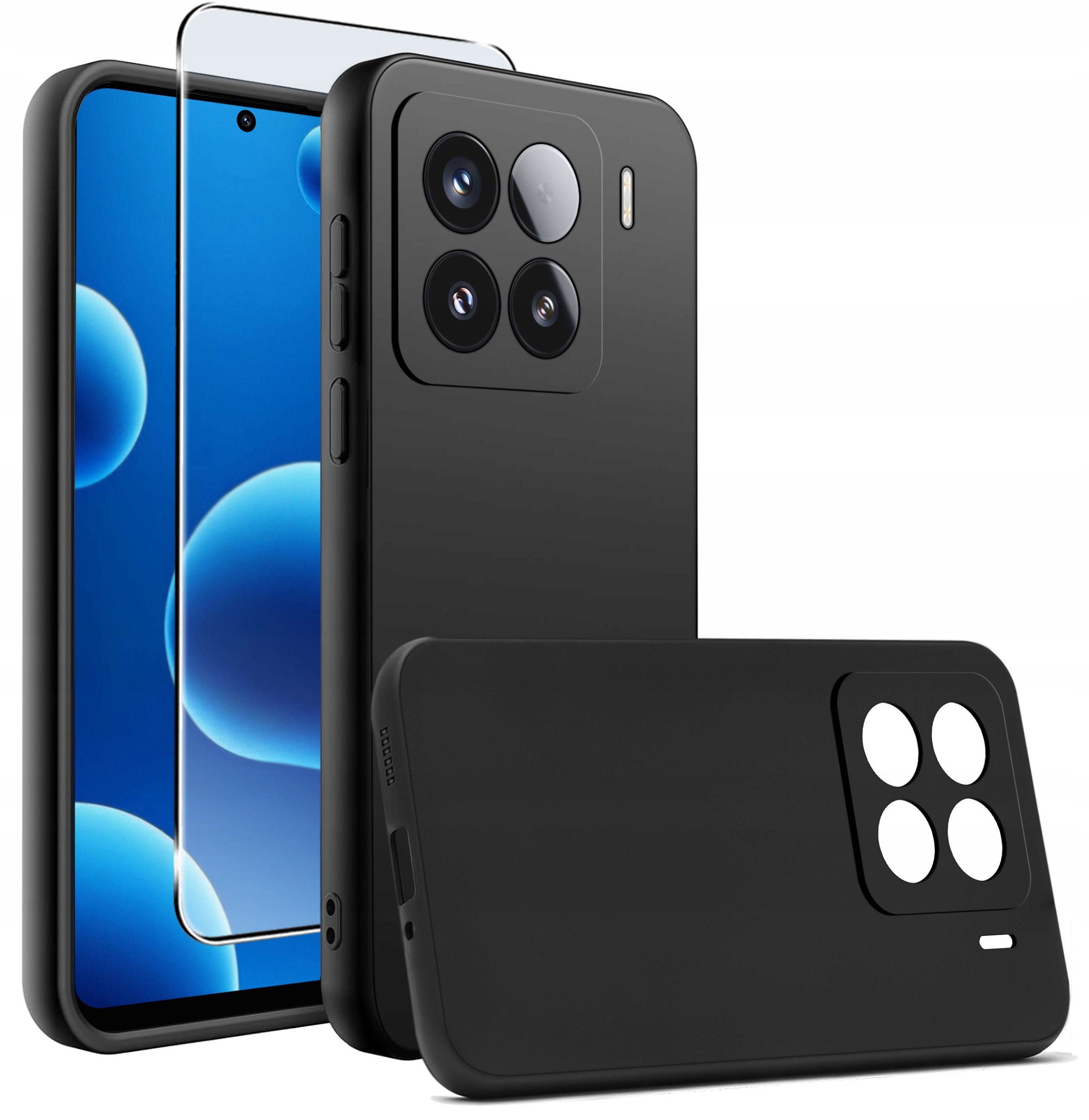 krainaGSM Etui do Xiaomi 15 Pro CASE Gumowe CZARNE Matowe Silikon Slim + SZKŁO