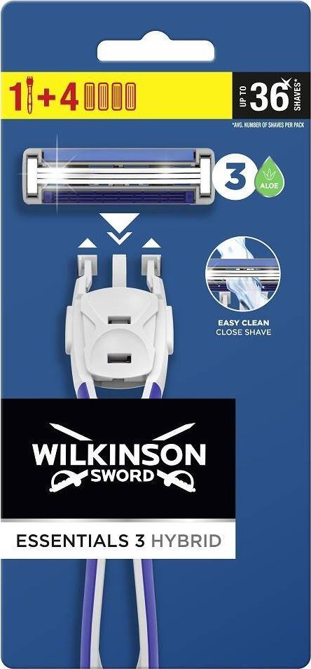 Wilkinson Essentials 3 Hybrid maszynka do golenia dla mężczyzn i 4 wkłady