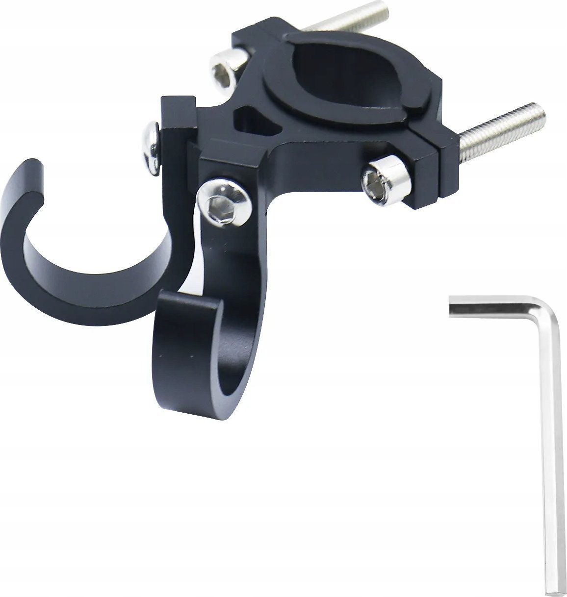 Hak uchwyt na zakupy podwójny do roweru / hulajnogi aluminiowy FS366-005 czarny