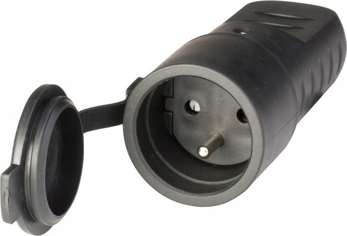 Scame Gniazdo przenośne gumowe 110.3150 z klapką 16A 2P+E 230V IP44 9713 czarne