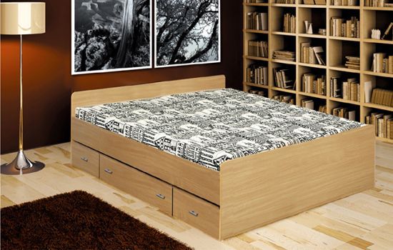 KOŁO MK FOAM Łóżko 80262 180 dwuosobowe drewniane z szufladami KOŁO MK FOAM