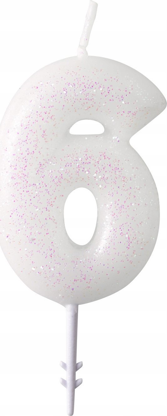 AMSCAN Świeczka cyferka 6 m błyszcząca 9904381