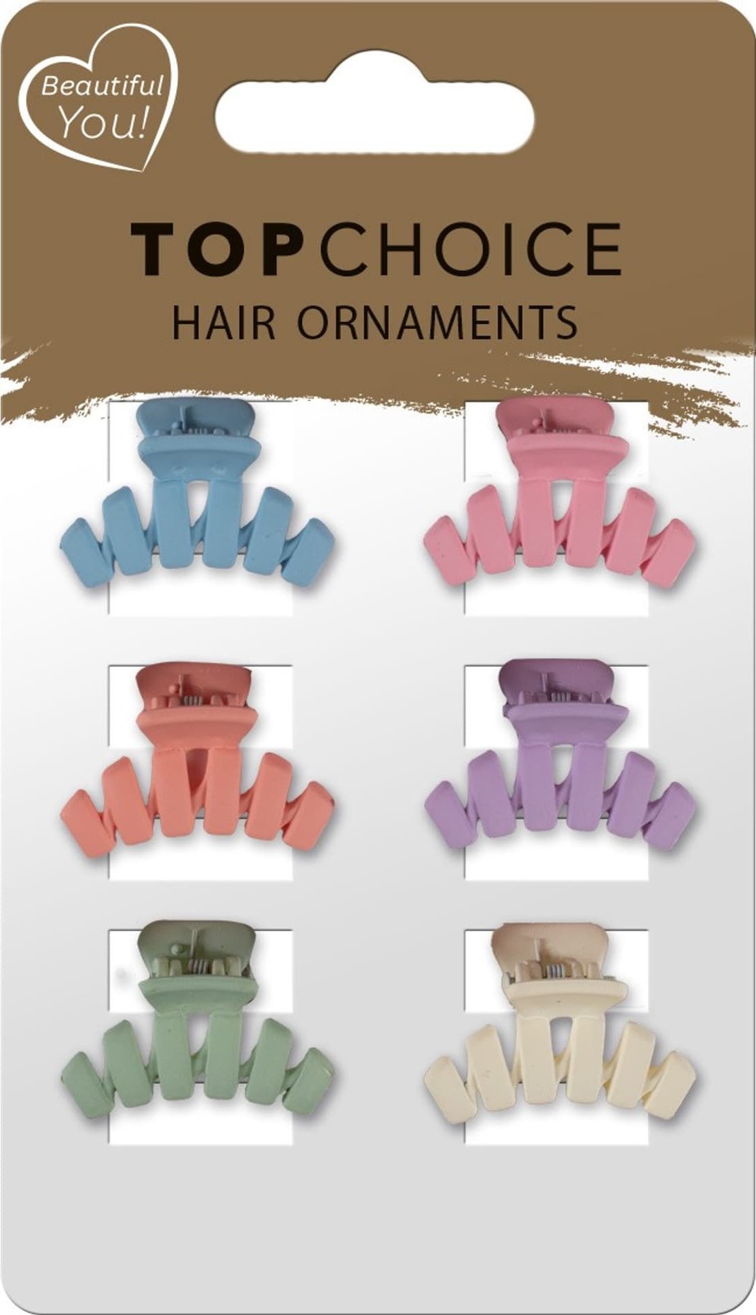 Top Choice TOP CHOICE Klamerki do włosów (20681) 1 op. - 6 szt. - mix zestawień kolorystycznych