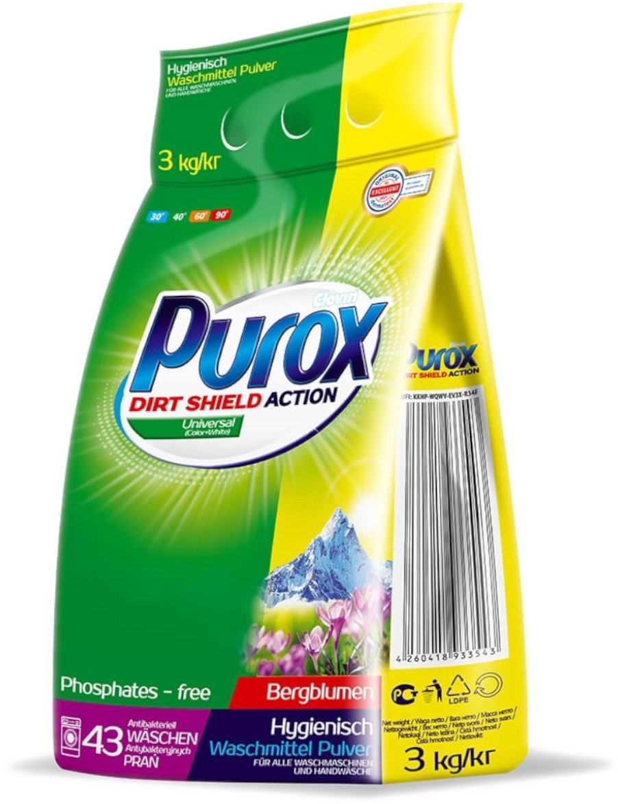 Proszek do prania PUROX Universal uniwersalny 43 prania 3kg