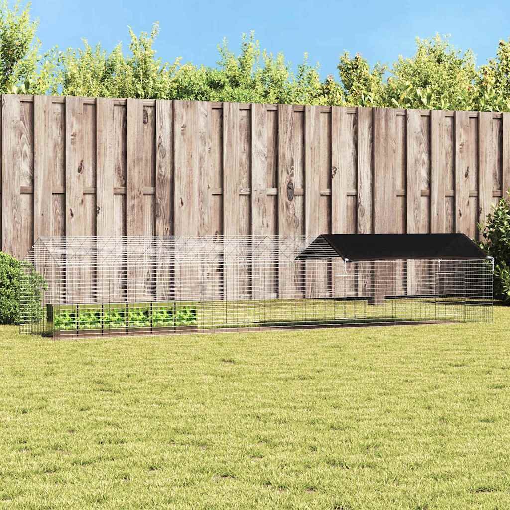 vidaXL Klatka dla królika Srebrny 400 x 78 x 78 cm Stal Galwanizowana